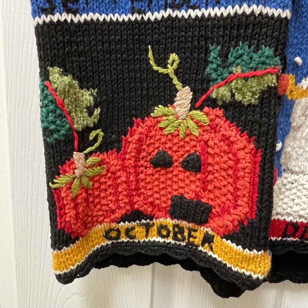 Vintage Erika Sweater Vest Women's Small Multicolor Holiday Hand Knit Ber Months - Picture 5 of 13